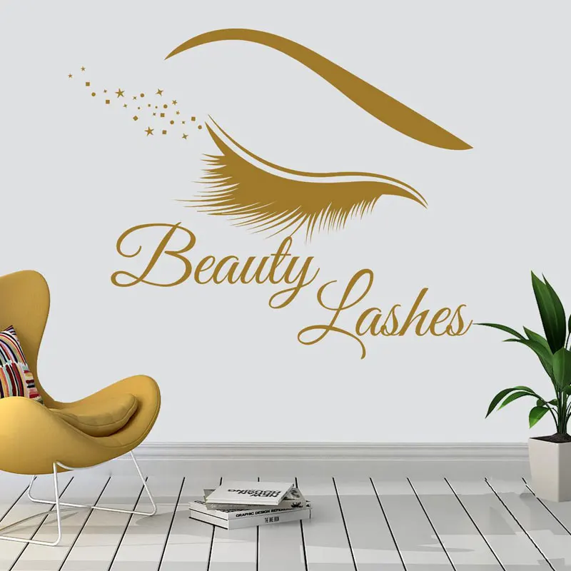 Beauty Makeup Wallpaper - โมเดิร์นขนตาขนตาสติ๊กเกอร์ติดผนังไวนิลตกแต่งภายในบ้าน Beauty Salon Decals แต่งหน้าขยายหน้าต่างวอลล์เปเปอร์ภาพจิตรกรรมฝาผนัง A910
