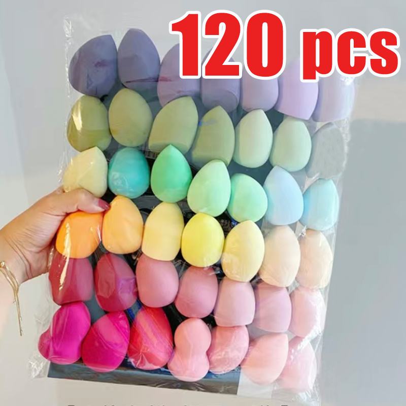 Beauty Makeup Tools Use - 4/12/36/72/120 Pcs มินิแต่งหน้าฟองน้ําสุ่มสีรูปร่าง Gourd Water Drop