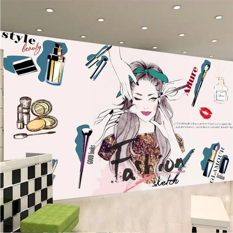 Beauty Makeup Wallpaper - ผลิตภัณฑ์ที่กำหนดเองได้ตามต้องการ หวาน สวยงาม วาดด้วยมือ เครื่องสำอาง ร้านทำเล็บ