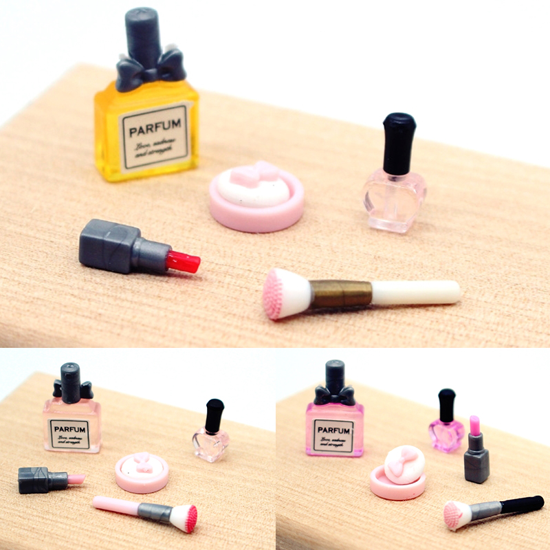 Blush Brush Kabuki - 1 ชุด 1:12 โมเดลเครื่องสำอางขนาดเล็กสำหรับบ้านตุ๊กตา ลิปสติก แป้งอัดแข็ง