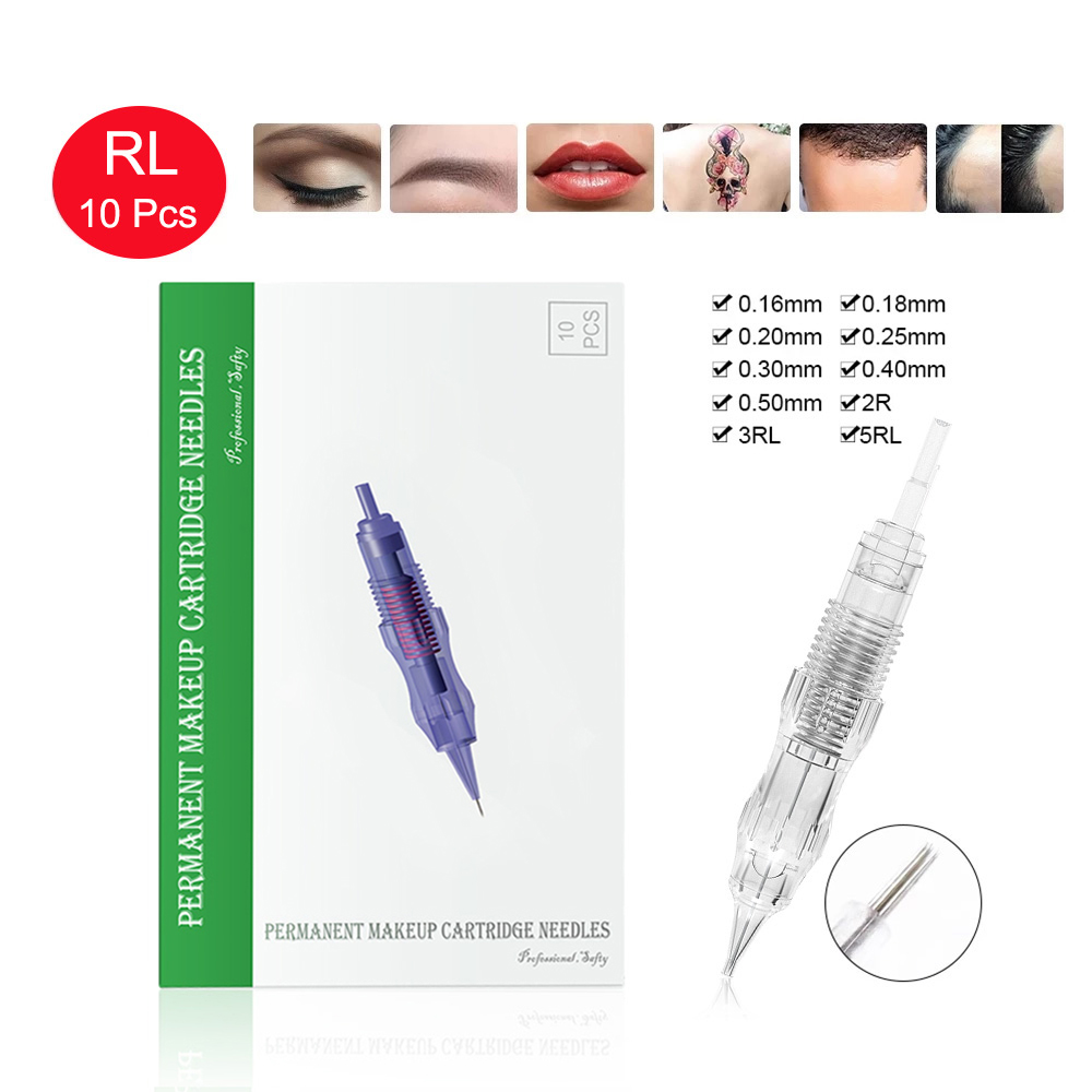 Merit Beauty Makeup - Biomaser 10PCS Revolution เข็มสักแต่งหน้าเข็มเข็มสําหรับสักชุดเครื่องคิ้วเข็ม 1R,2R,3R,5R