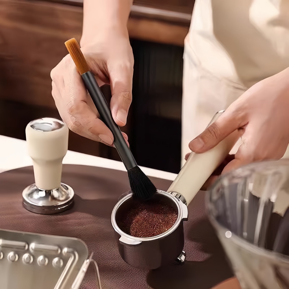 Blush Brush Kabuki - เครื่องบดกาแฟท่ออลูมิเนียม Double-HEAD แปรงทําความสะอาดขนนุ่มกาแฟเครื่องแป้งทําความสะอาด Home KITCHEN Cafe