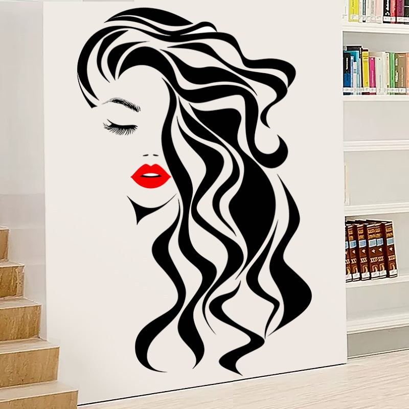 Beauty Makeup Wallpaper - แฟชั่นหญิงสติ๊กเกอร์ติดผนัง Beauty Studio Decor แต่งหน้า Wall
