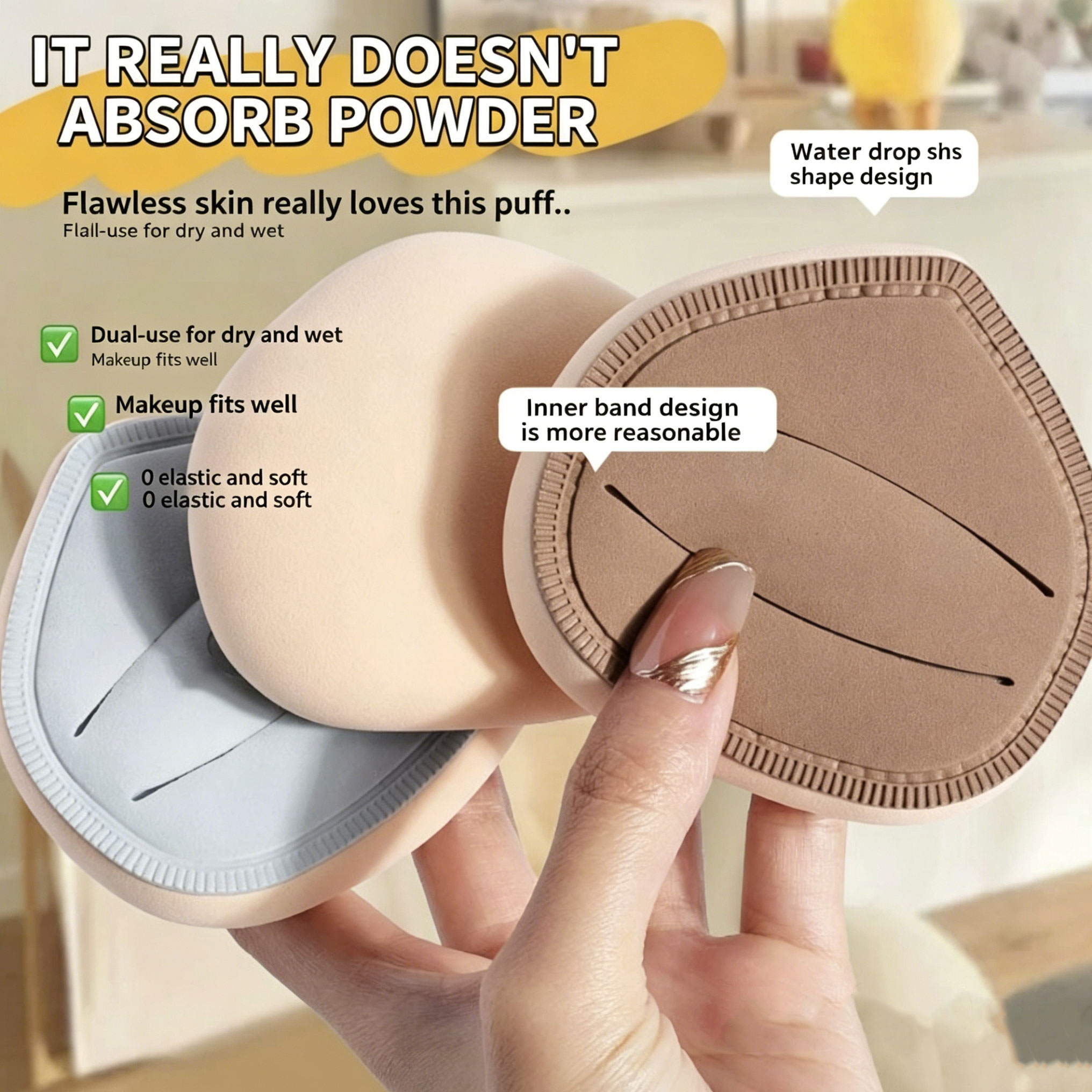 พัฟแต่งหน้าแบบหนาพิเศษ 1 ชิ้น  - Beauty Makeup Tools Use บทวิจารณ์และราคา